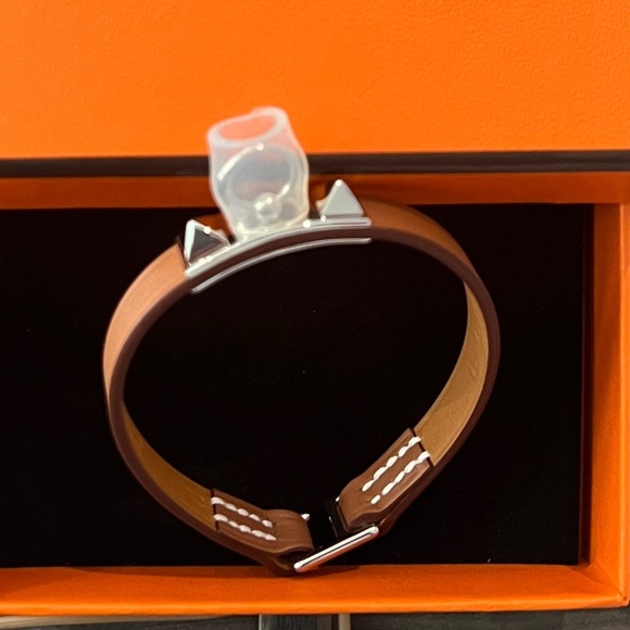 NWT • Hermes • Rivale Mini Bracelet • Silver/Brown • T3 • Authentic - Picture 5 of 9